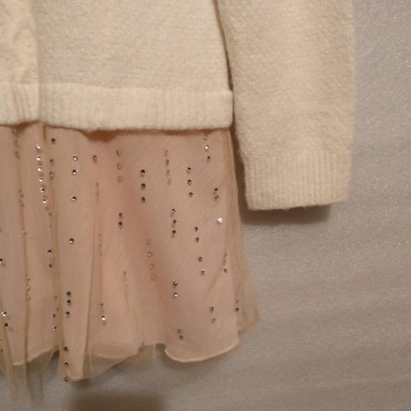 Rhinestone ALPACA+WOOL Ballerina Chiffon Sweater/Sweaterdress with Measurement M - Picture 8 of 13